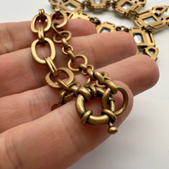 J. Crew Rhinestone Crystal Gold Spike Statement Necklace Event Cocktail Teardrop - Picture 7 of 8